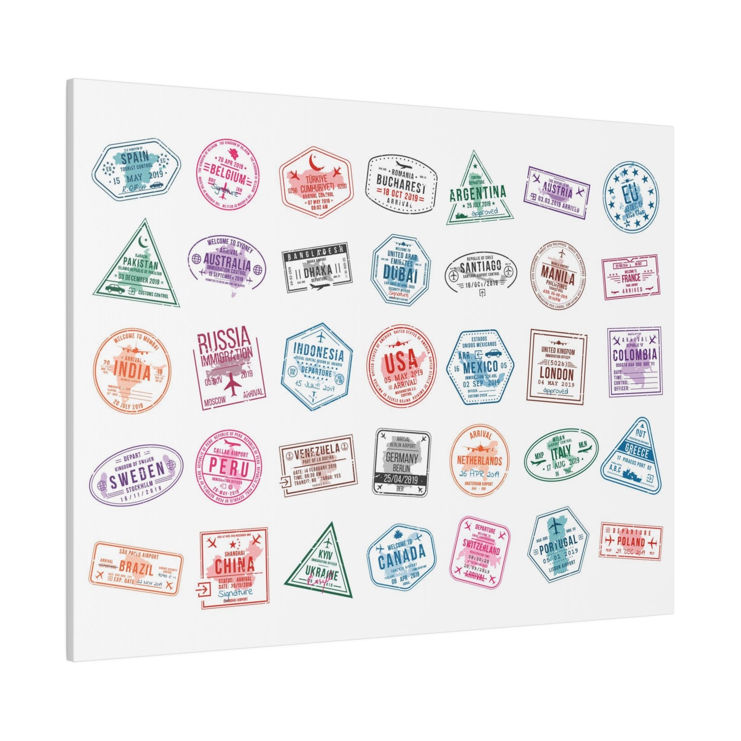Traveller Stamps Canvas Printify