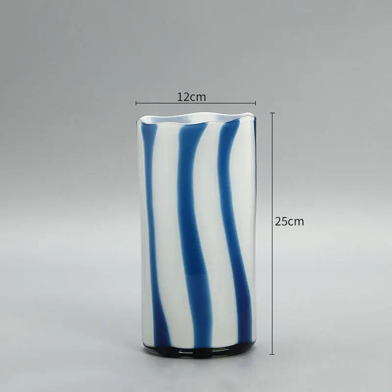 Striped Vintage Glass Living Room Vase Londecor