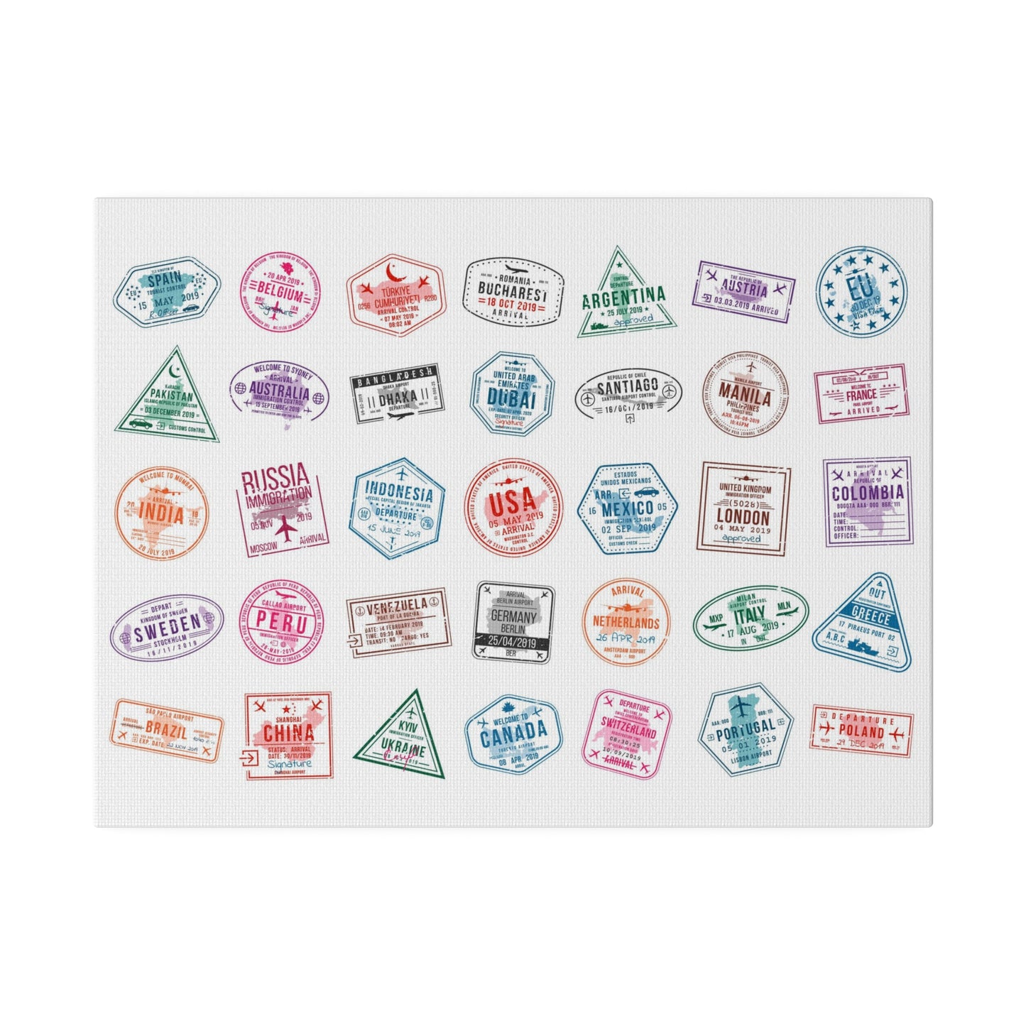 Traveller Stamps Canvas Printify