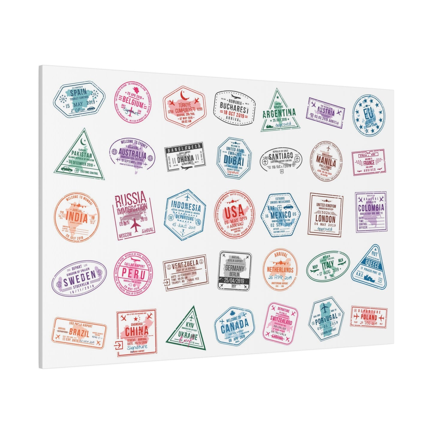 Traveller Stamps Canvas Printify