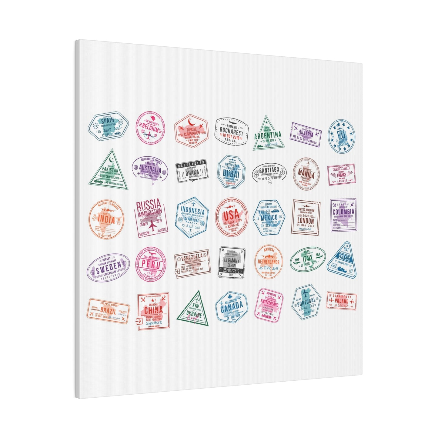 Traveller Stamps Canvas Printify