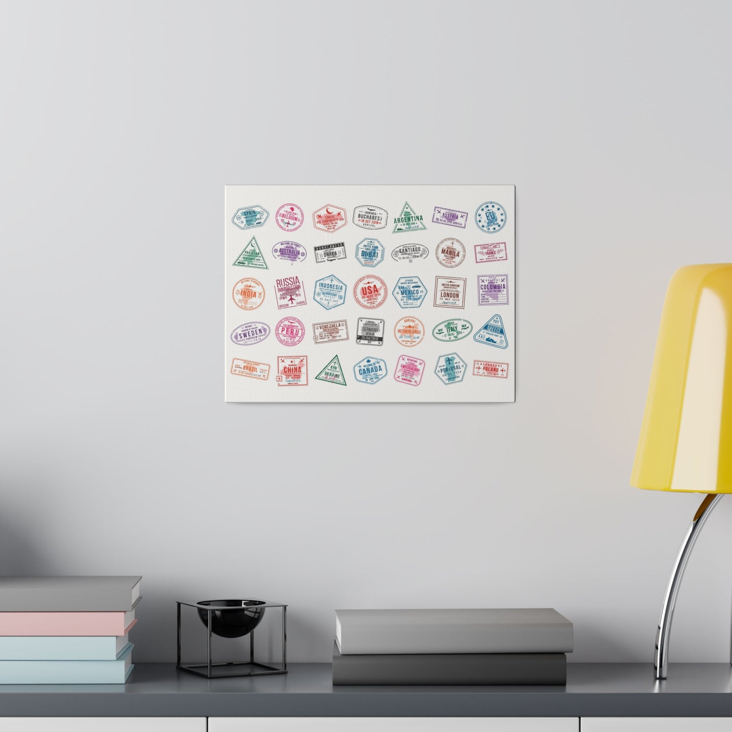 Traveller Stamps Canvas Printify