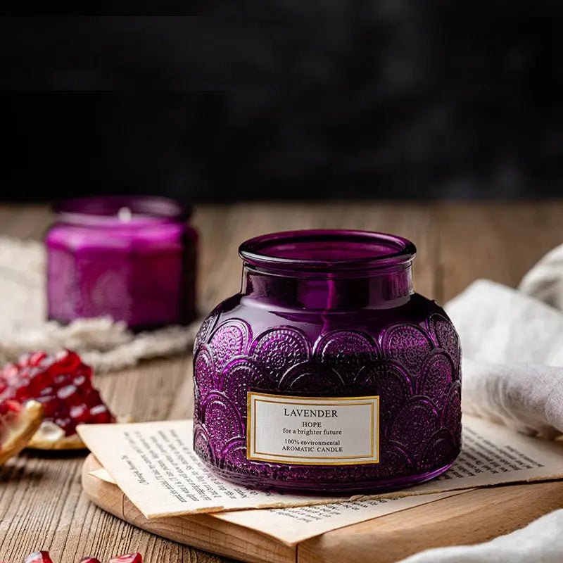 Side Drum Relief Glass Stainless Steel Smoke-free Indoor Sleeping Essential Oil Candle With Lid Bedroom Aromatherapy Candle Londecor