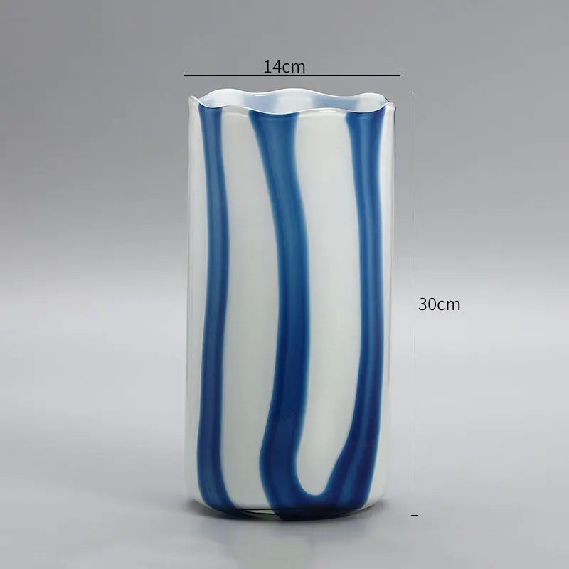 Striped Vintage Glass Living Room Vase Londecor