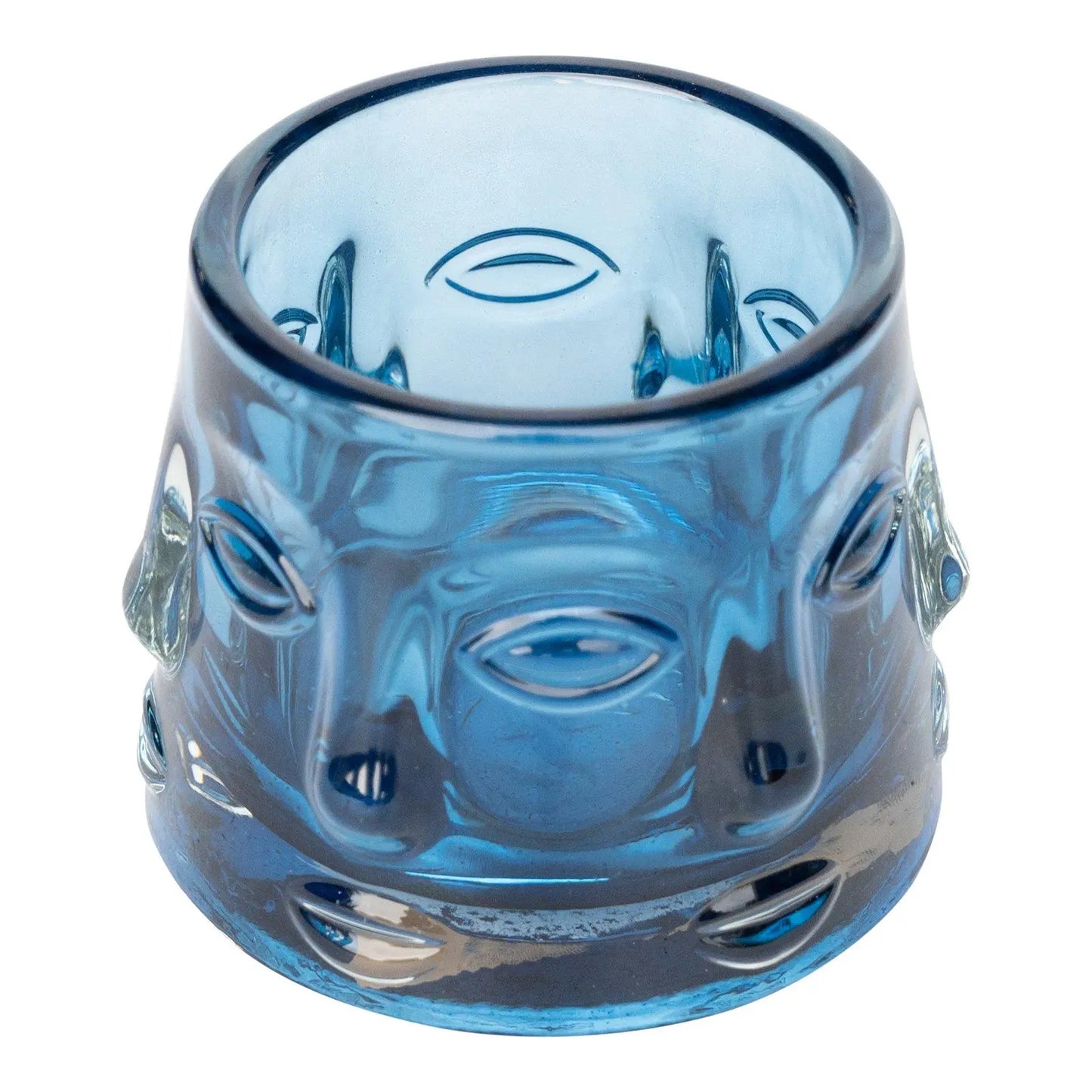 Illuminate Your Home with the Blue Glass Face Design Candle Holder Londecor