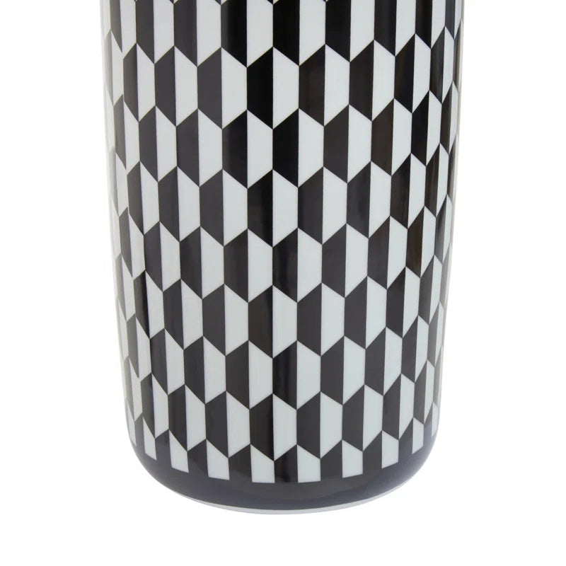 Keep your entryway stylish and dry with this modern ceramic umbrella stand! This sleek, cylindrical stand boasts a chic black and white finish and geometric patterns, adding a touch of contemporary flair to your space. Key Features: Modern Design: Cylindr