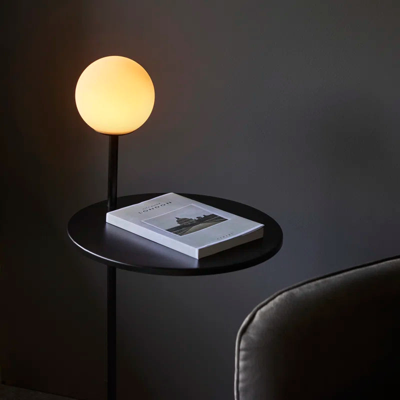 Modern Multitasking: Matt Black Tray Table Floor Lamp