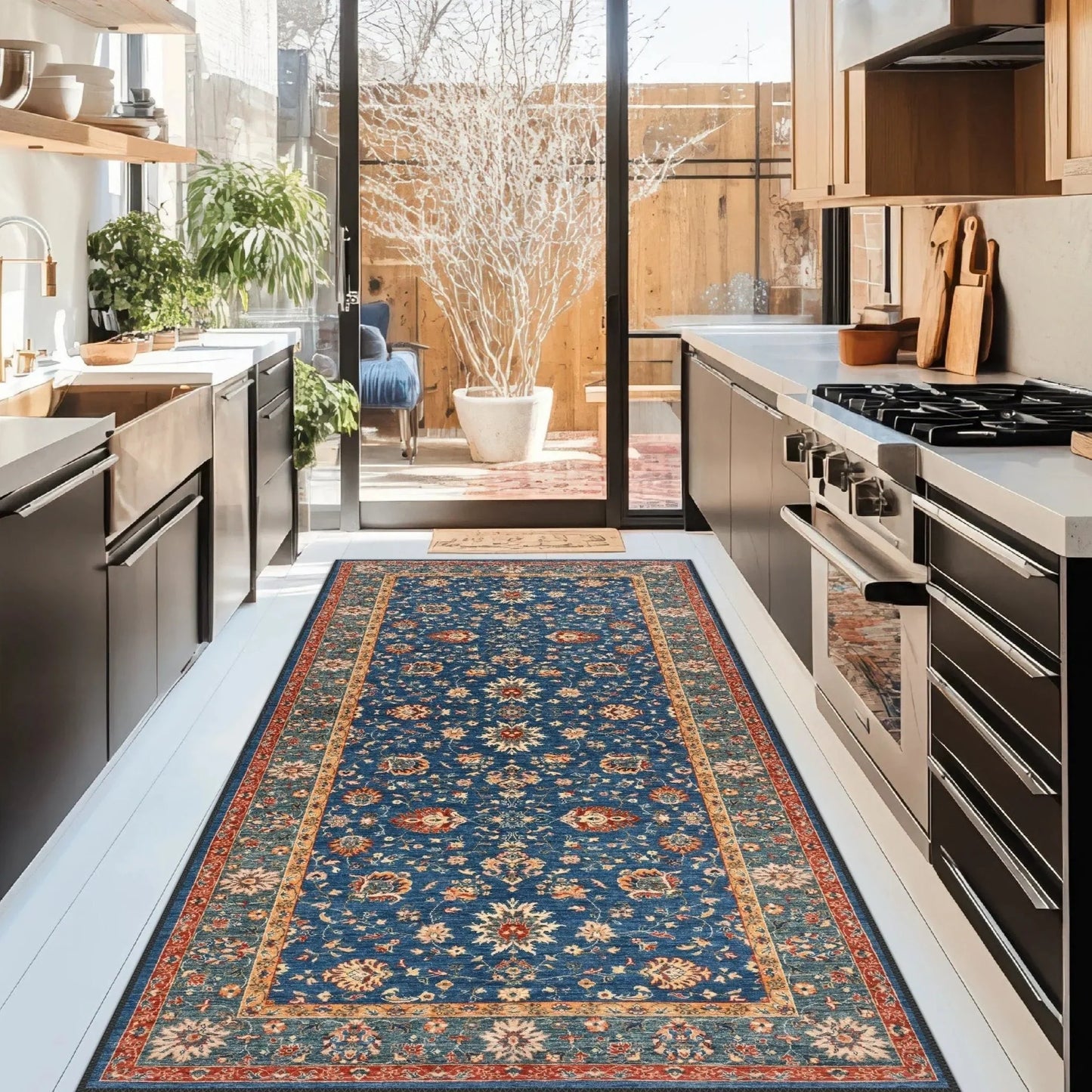 Traditional Blue and Red Rug