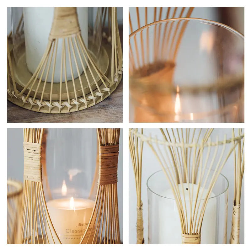 Rattan Candle Holder Living Room Bedroom Balcony Londecor