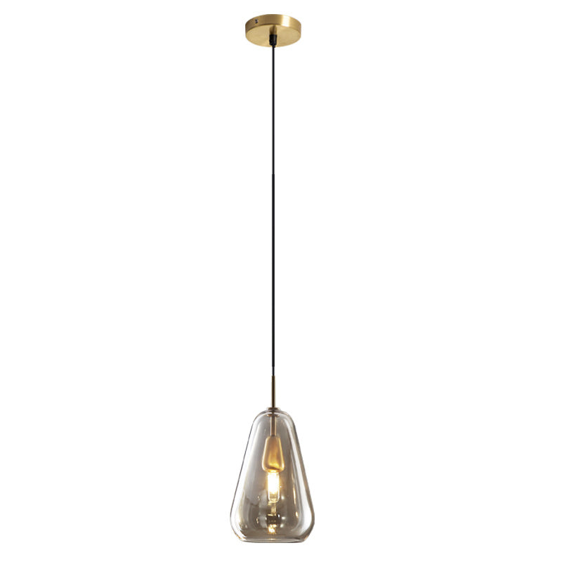 Long Line All Copper Ceiling Single Head Light Luxury Glass Art