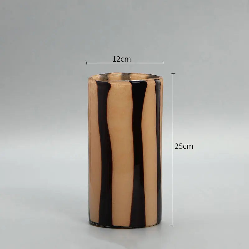 Striped Vintage Glass Living Room Vase Londecor