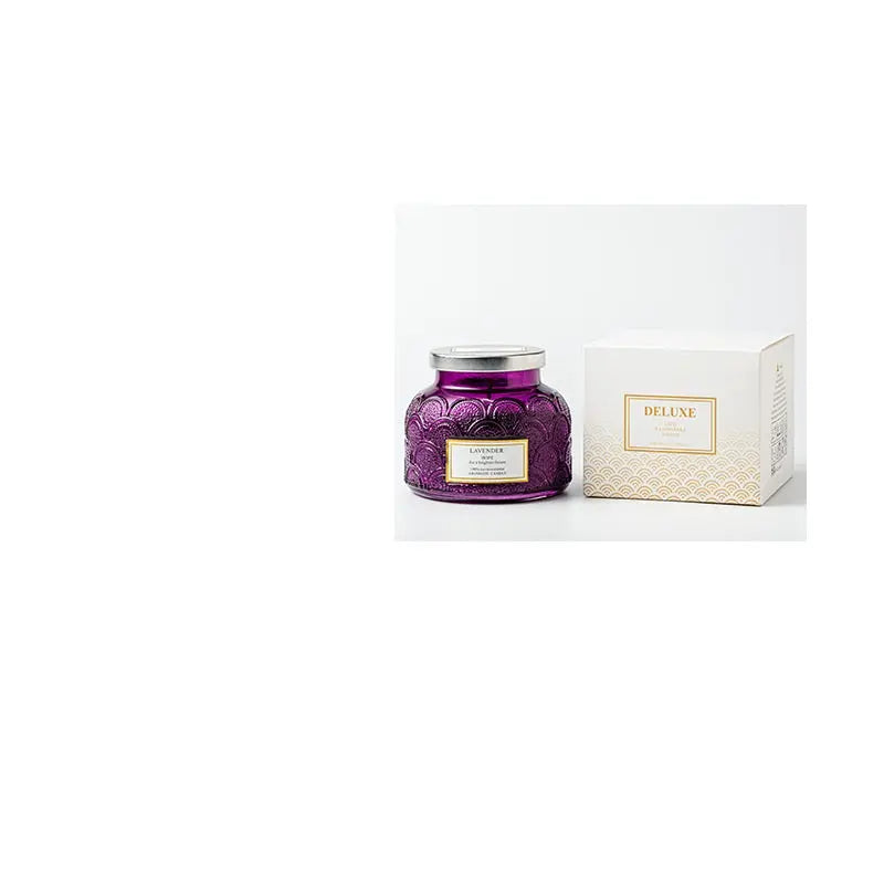 Side Drum Relief Glass Stainless Steel Smoke-free Indoor Sleeping Essential Oil Candle With Lid Bedroom Aromatherapy Candle Londecor