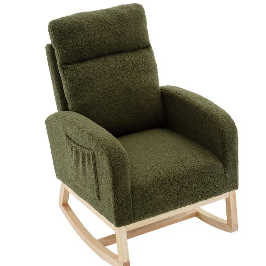 Beige Velvet Rocking Chair