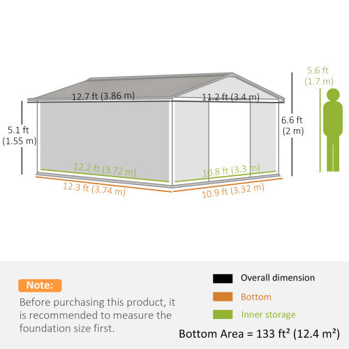 Garden Storage Shed with Base, Light Grey
