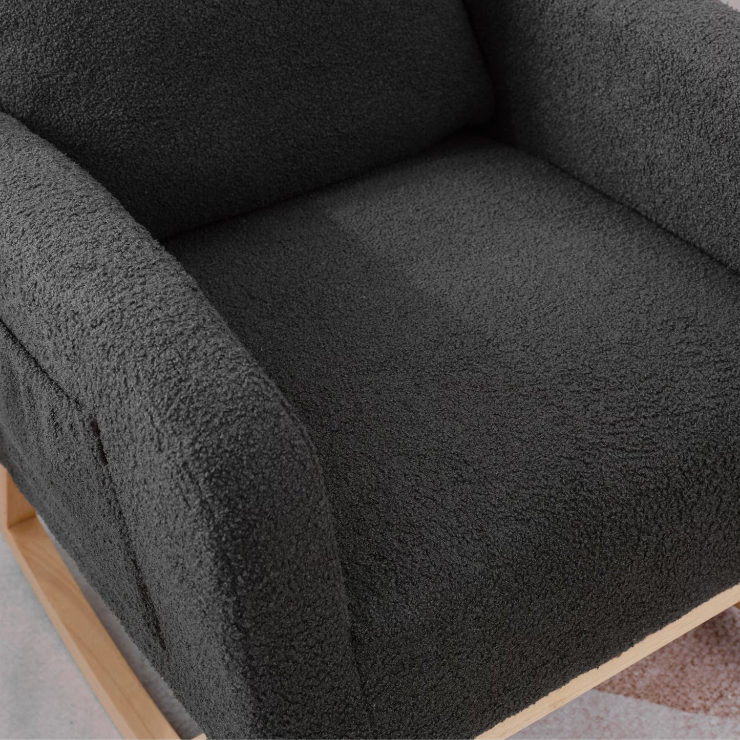 Beige Velvet Rocking Chair