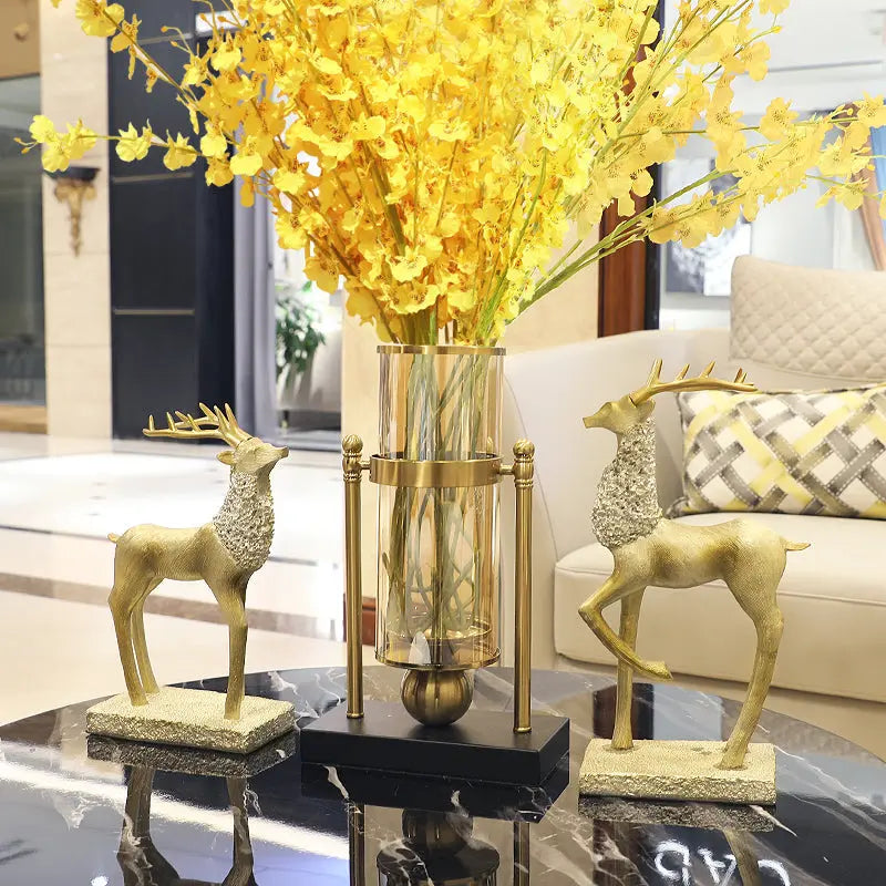Modern Light Luxury Style Marble Vase Decoration Living Room Flower Arrangement Londecor