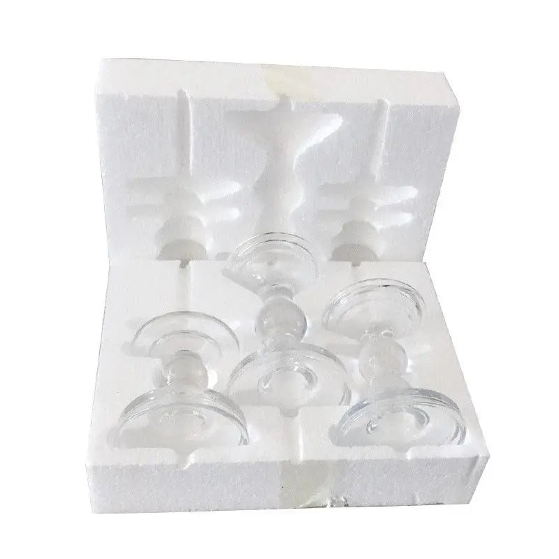 Glass Candle Holder Transparent Glass Set Candle Holder High Foot Crafts Wax Holder - Londecor