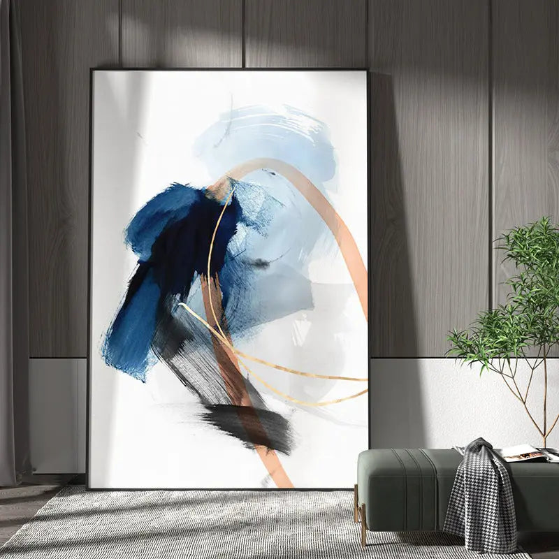 Modern Abstract Blue Splash Ink Drawing Londecor