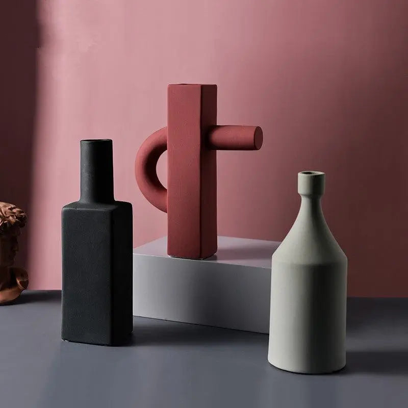Geometric irregular Morandi vase - Londecor