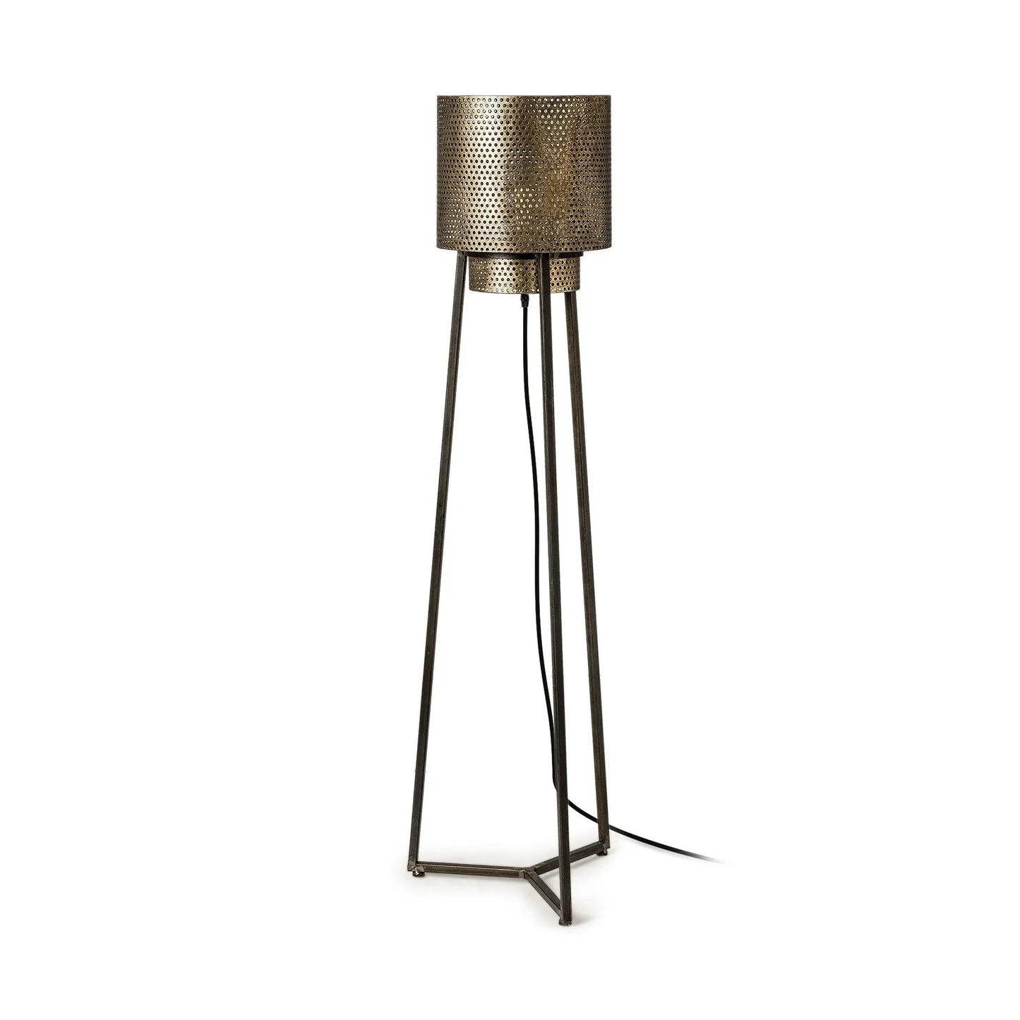 Gold Textured Tripod Floor Lamp-0