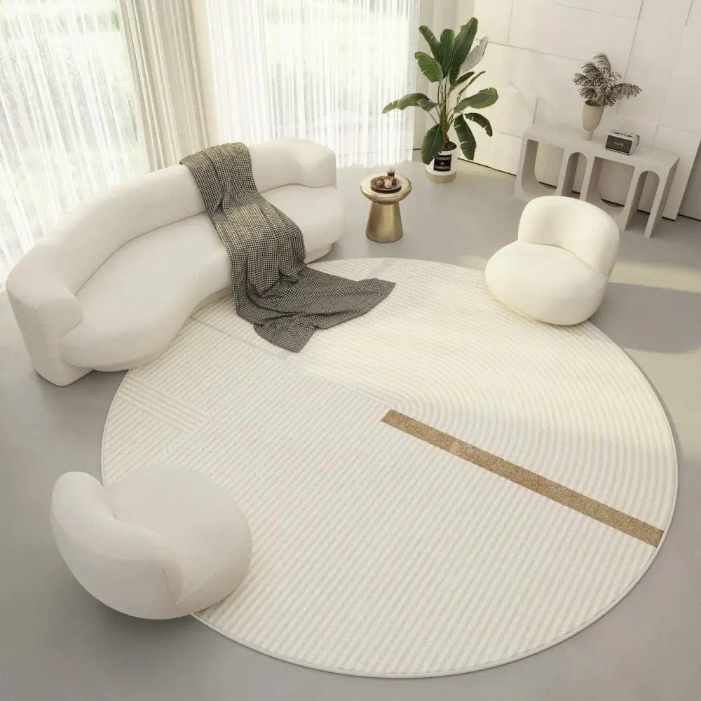 Cream Simple Round Carpet - Londecor