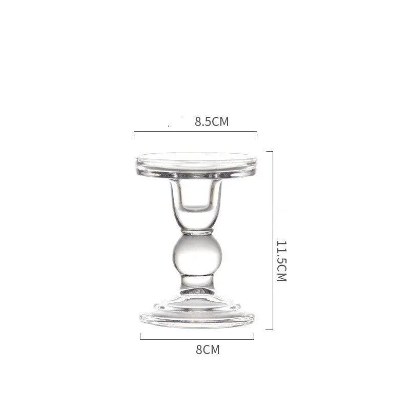 Glass Candle Holder Transparent Glass Set Candle Holder High Foot Crafts Wax Holder - Londecor