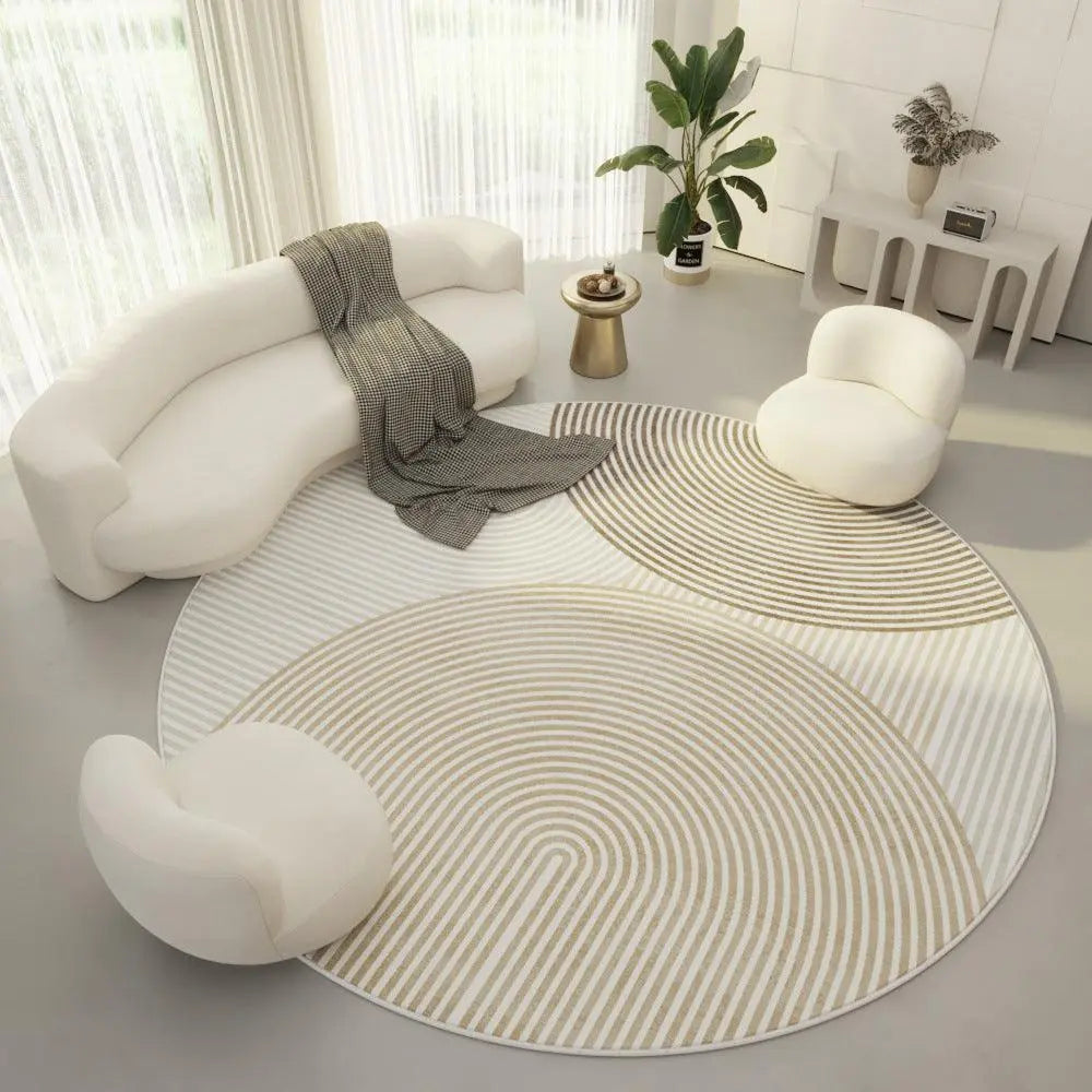 Cream Simple Round Carpet - Londecor