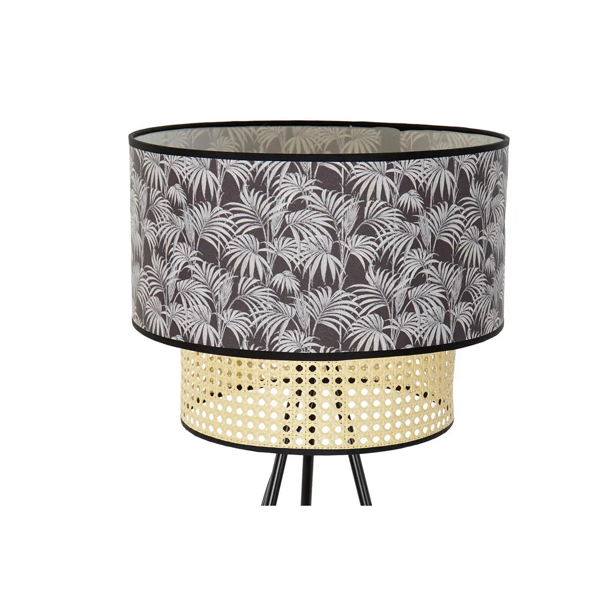 Floor Lamp DKD Home Decor Natural Black Metal Palms Polyester Colonial (60 x 60 x 129 cm)-1
