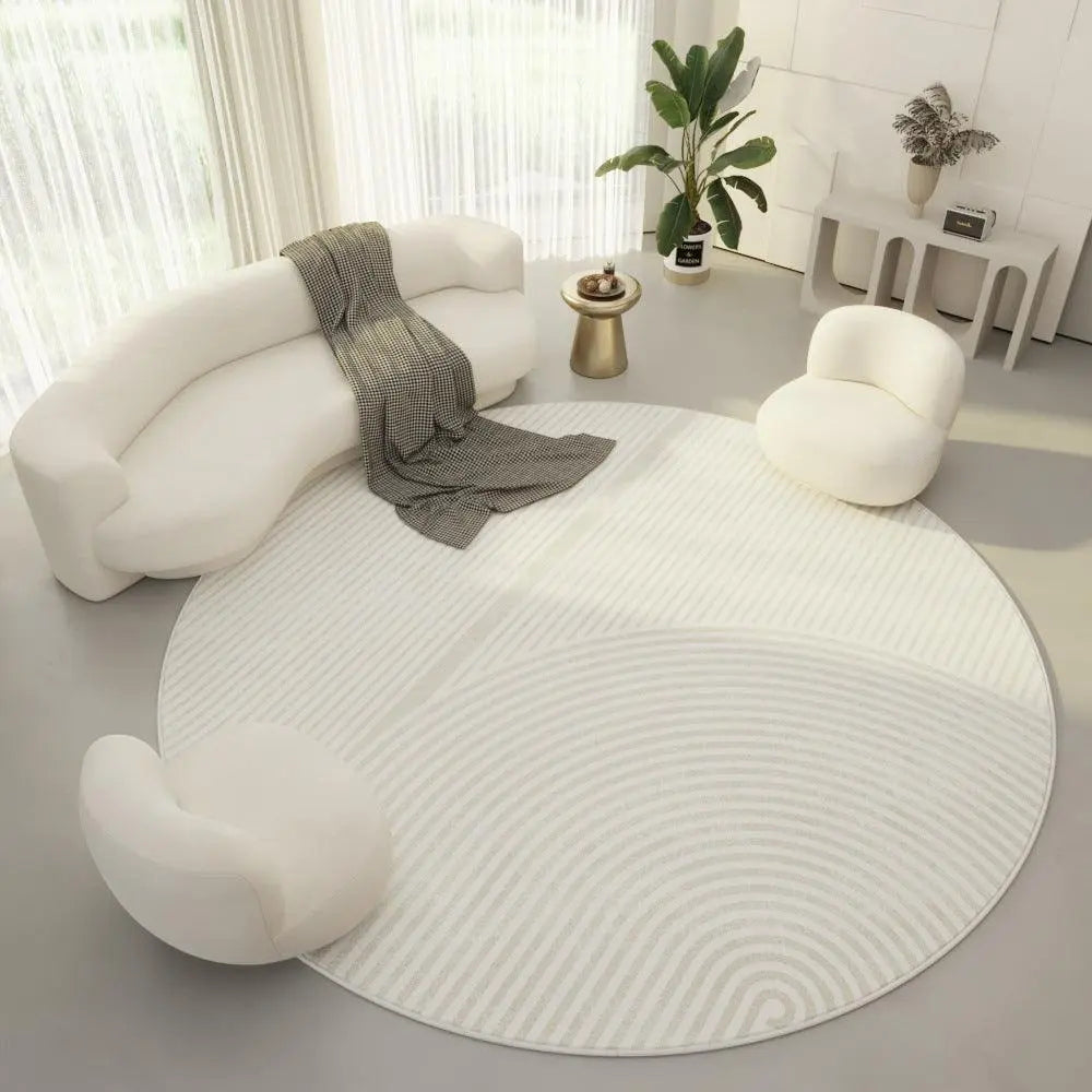 Cream Simple Round Carpet - Londecor