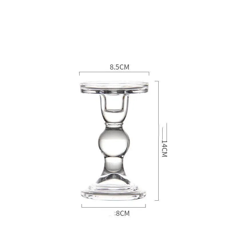 Glass Candle Holder Transparent Glass Set Candle Holder High Foot Crafts Wax Holder - Londecor