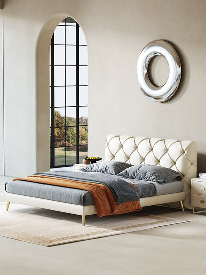 Baal King Size / Super King Size Bed, Leather, With Beside Table