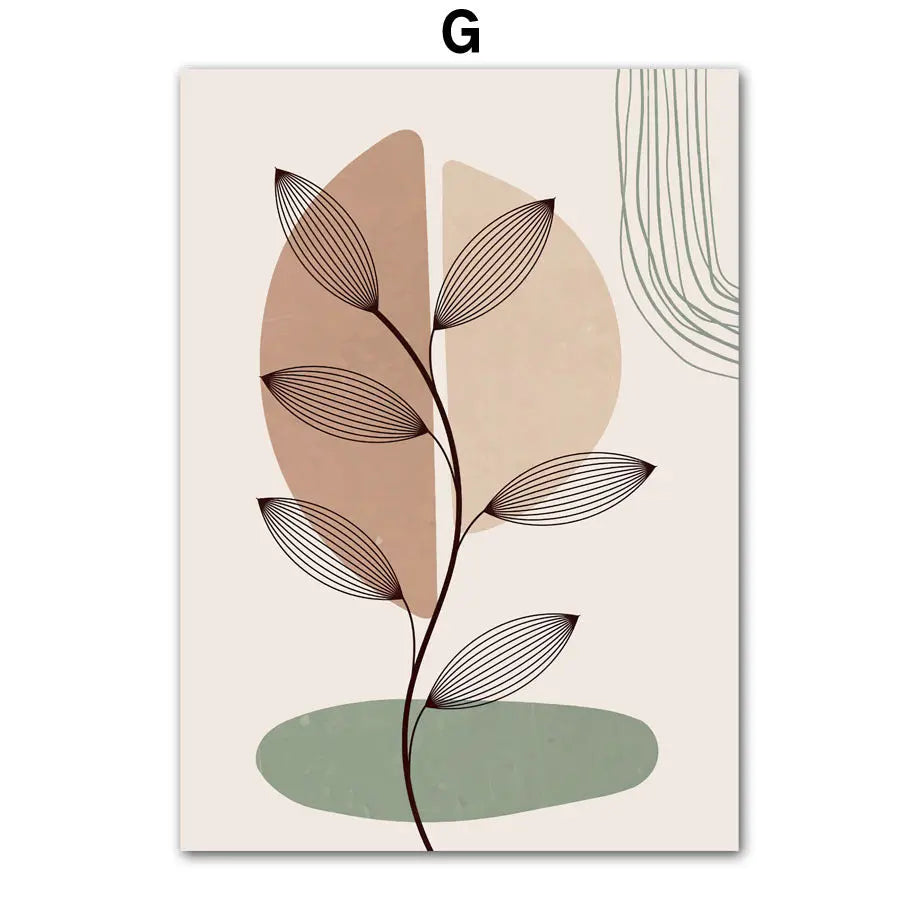 Green Geometric Green Leaf Bedroom Hanging Painting Living Room Canvas Decorative Londecor