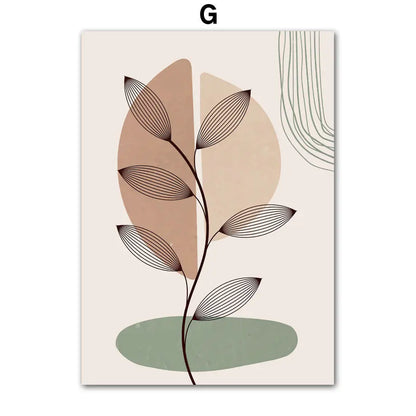 Green Geometric Green Leaf Bedroom Hanging Painting Living Room Canvas Decorative Londecor