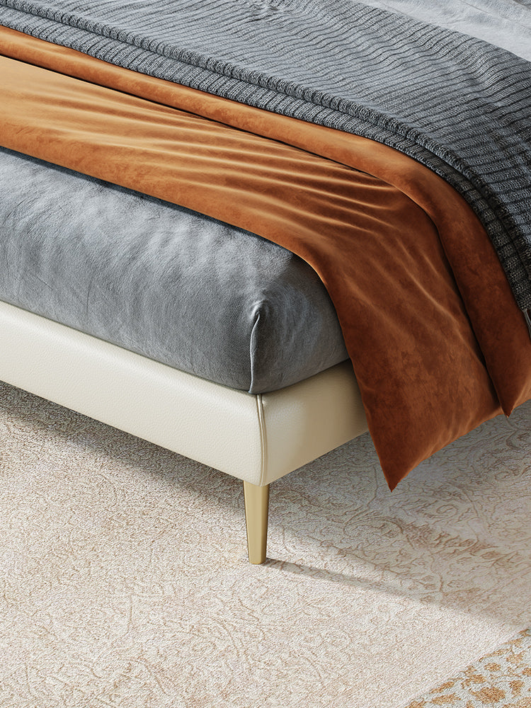 Baal King Size / Super King Size Bed, Leather, With Beside Table