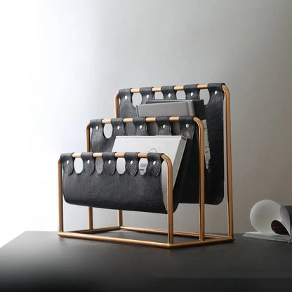 Office Leather Magazine Storage Rack Londecor