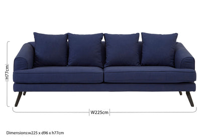 Mylo 3 Seater Navy Fabric Sofa