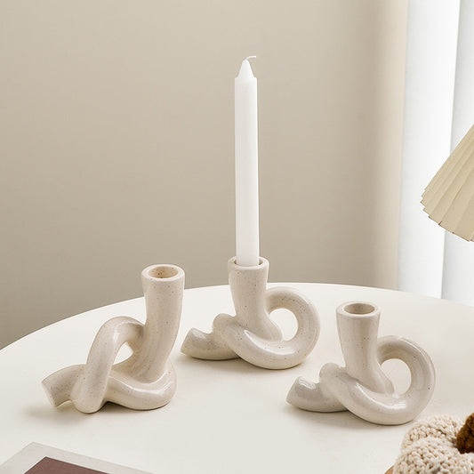 Cream Candle Holder Decoration