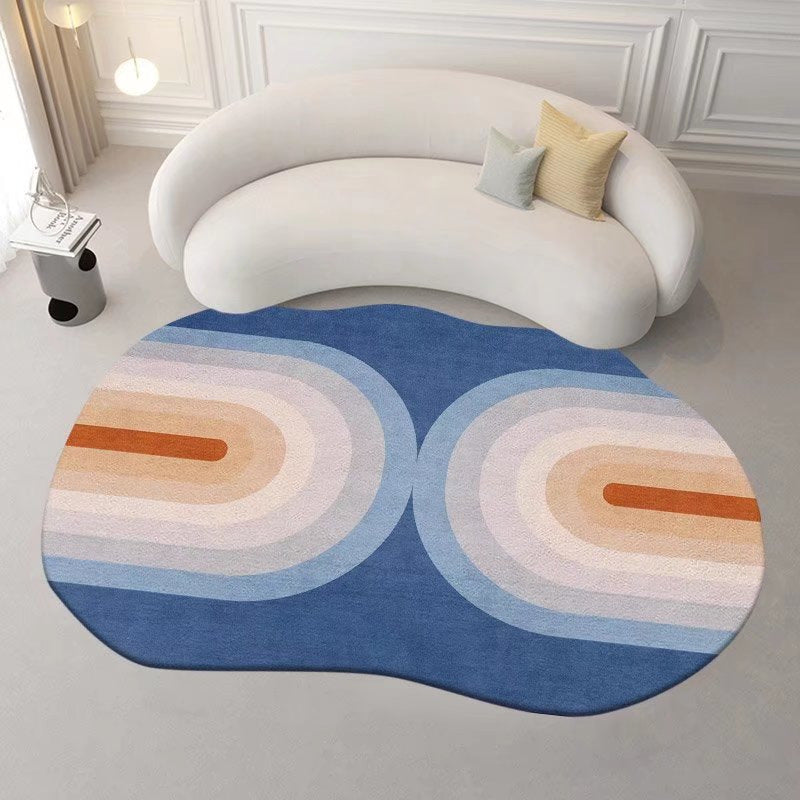 Modern Irregular Blue Carpet – Stylish Abstract Rug for Living Room or Bedroom