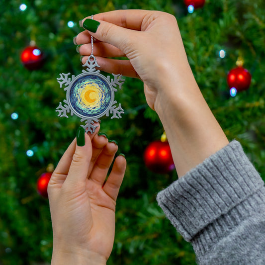 Starry Nights Snowflake Christmas Tree Pendant Printify