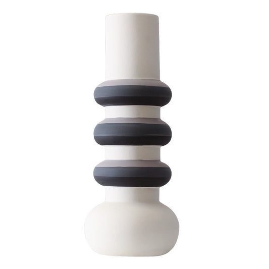 Simple Contrast Striped Ceramic Vase Londecor