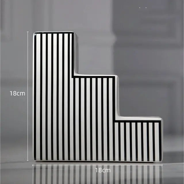 Black and white striped ceramic vase Londecor