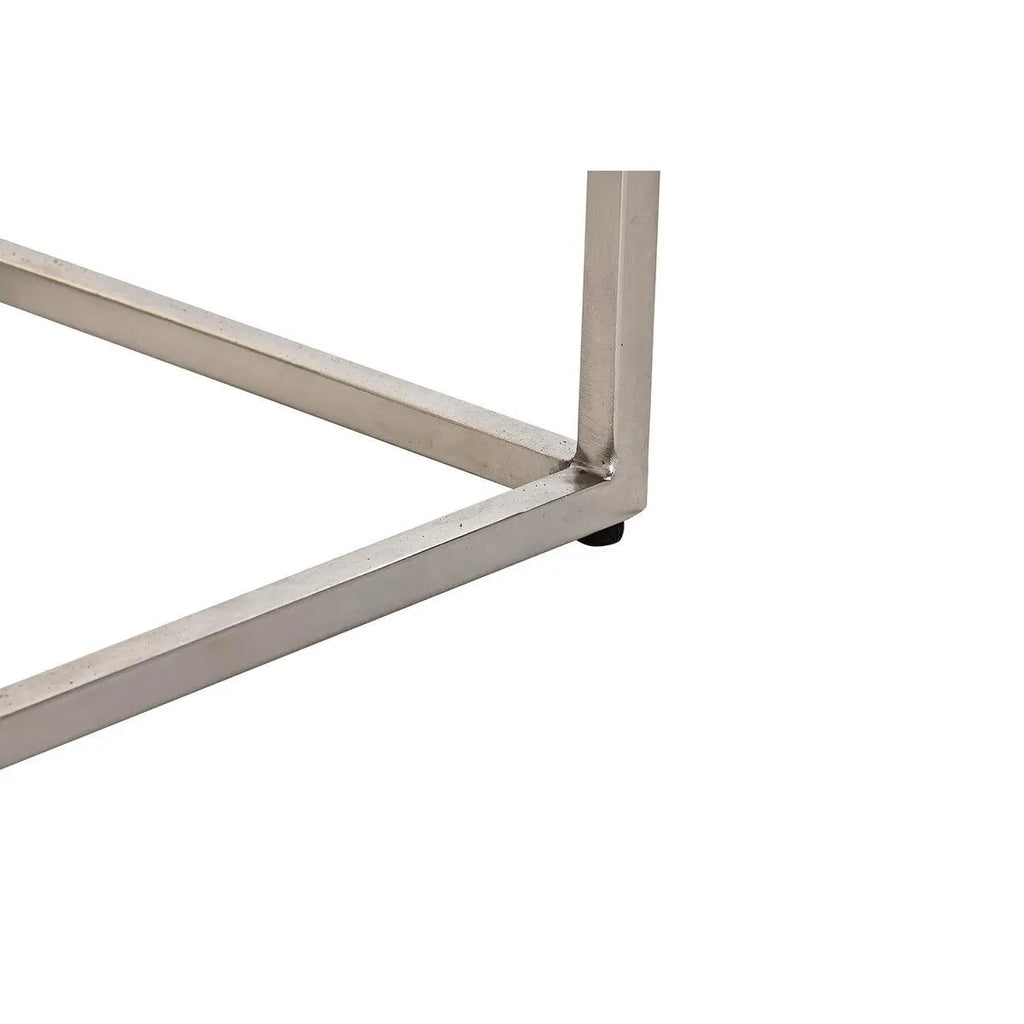 Side Table Silver Metal White Marble Modern. - Londecor