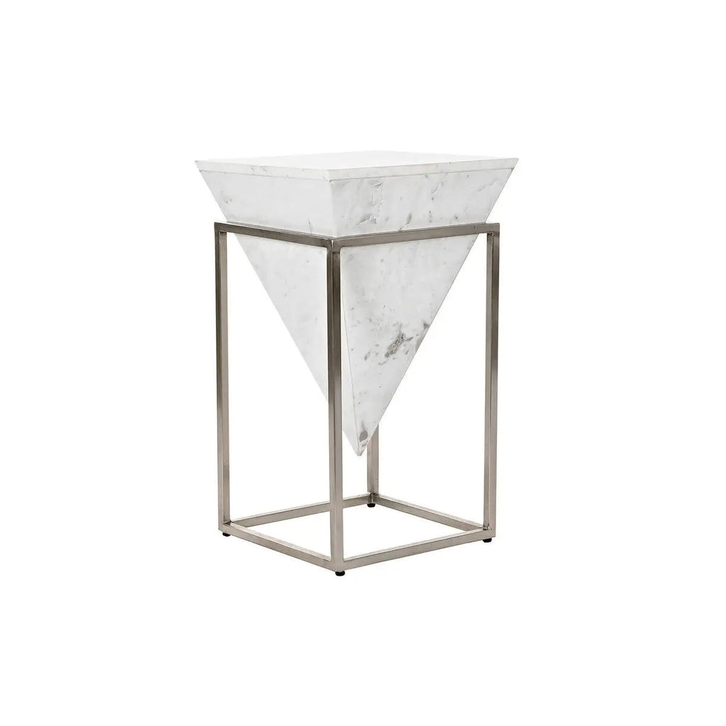 Side Table Silver Metal White Marble Modern. - Londecor