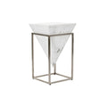 Side Table Silver Metal White Marble Modern. - Londecor