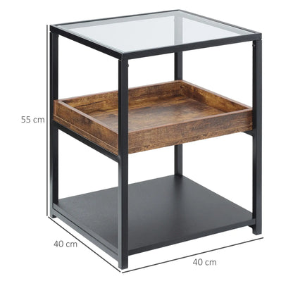 Side Table, 3-Tier End Table with Storage Shelves. Londecor