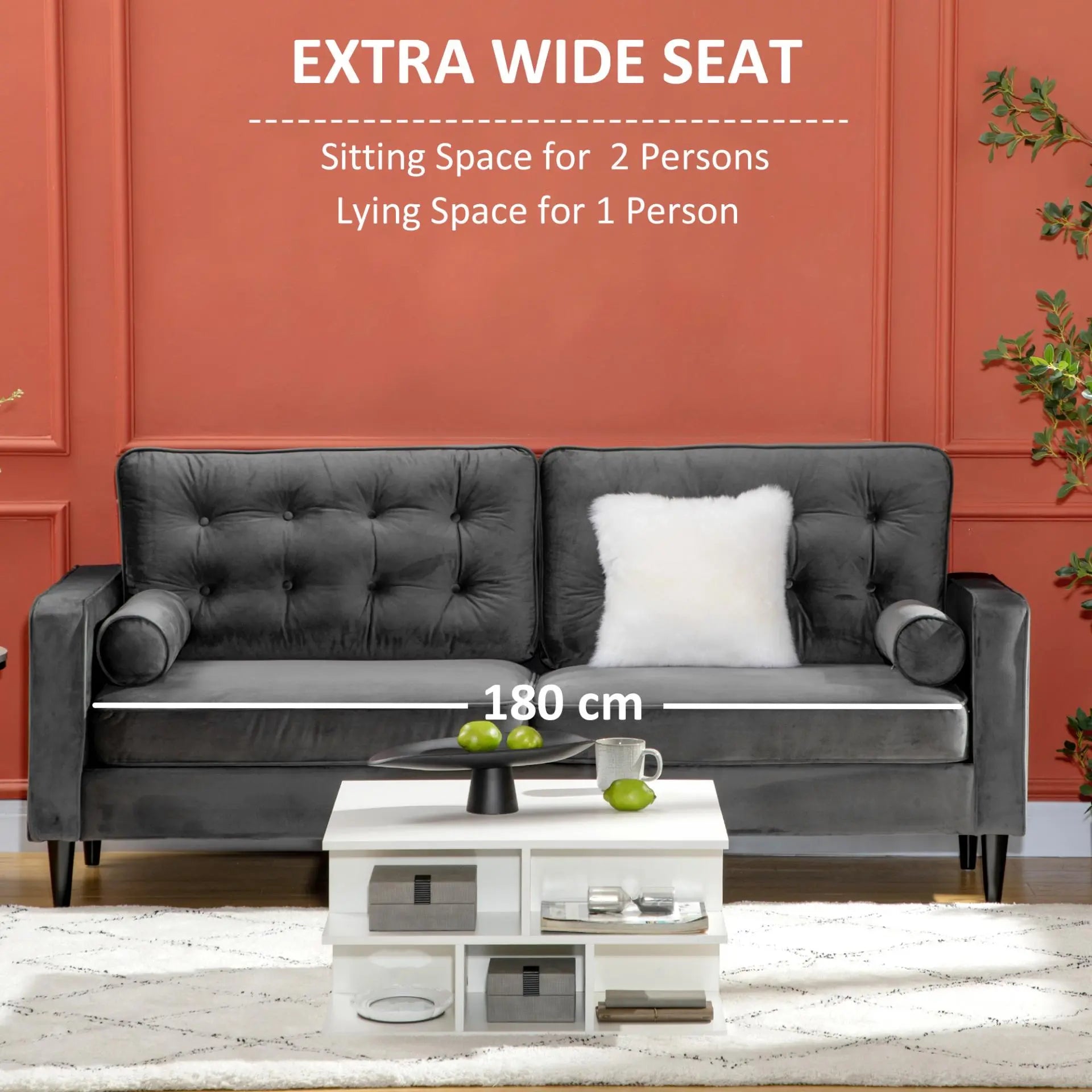 Velvet Fabric 2-Seater Sofa Londecor