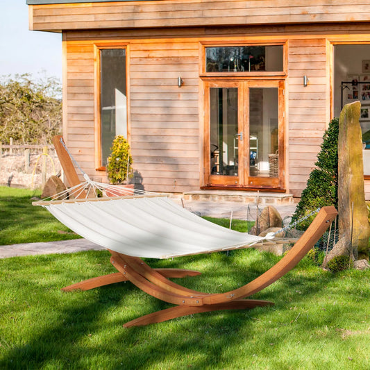 white hammock with a wooden stand. Londecor