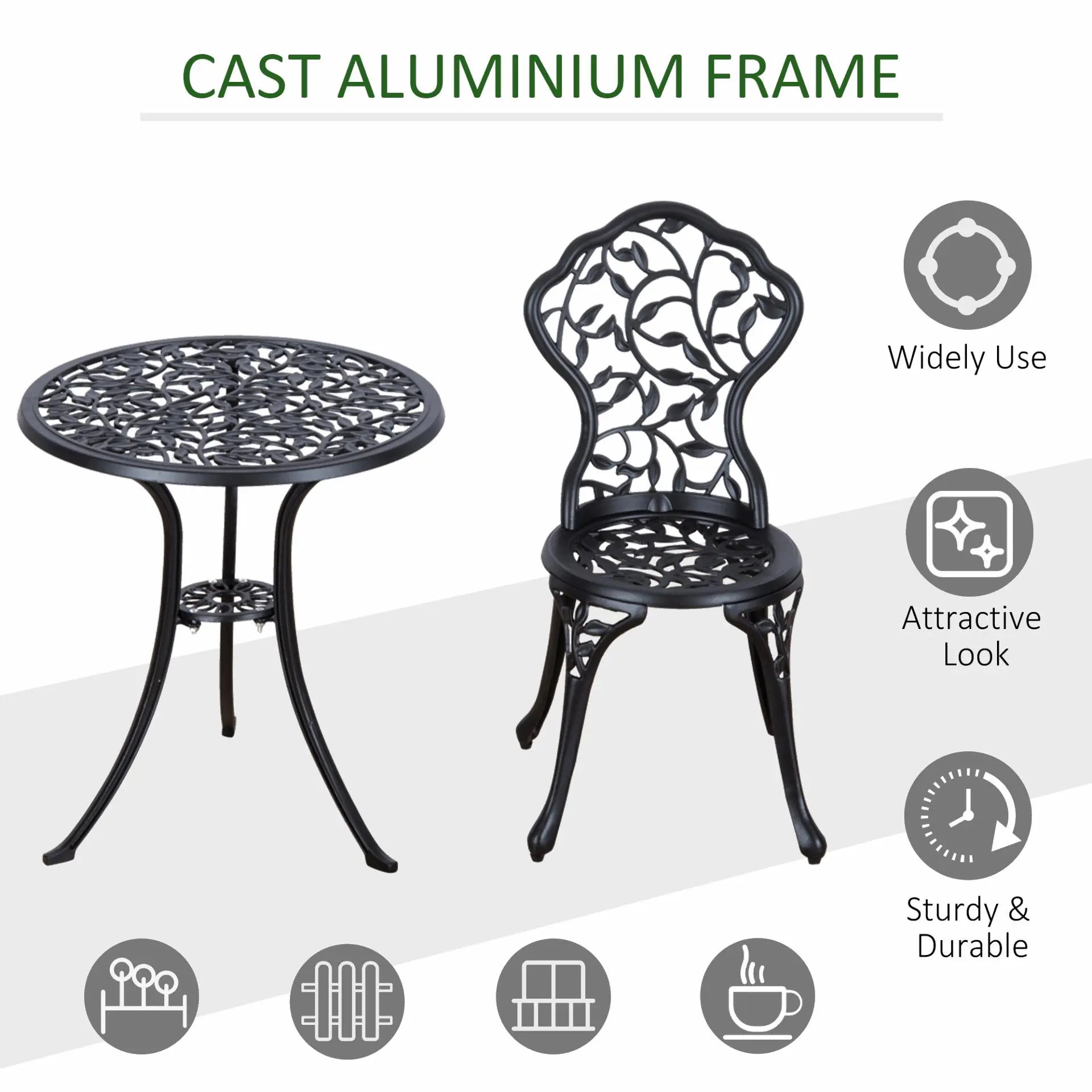 3 Pcs Cast Aluminum Bistro Set - Londecor