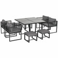 8 Seater Garden Dining Cube Set Aluminum Outdoor Furniture. - Londecor