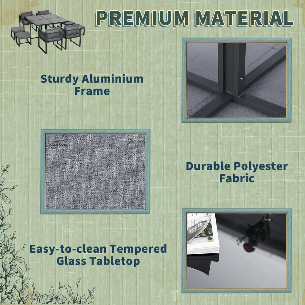 8 Seater Garden Dining Cube Set Aluminum Outdoor Furniture. - Londecor